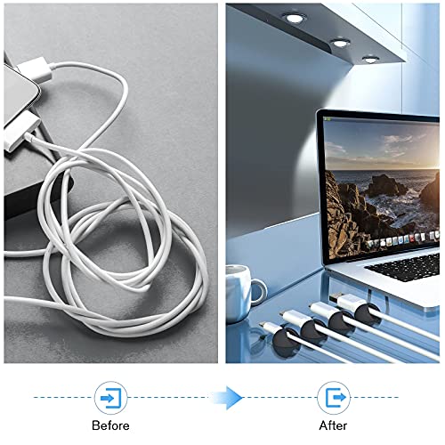 Znben 12-Pack Small Black Adhesive Cable Clips - Cord Organizer for Desk