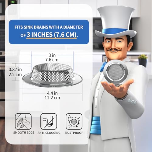 MR.SIGA Stainless Steel Sink Strainer 3-Pack - Silver Kitchen & Utility Drain Covers