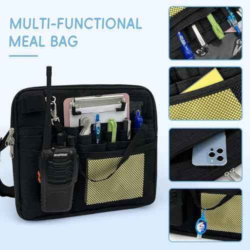 Versatile Server Waist Apron, Adjustable Money Pouch Bag, Waiter Restaurant Serving Apron Bag for Cooking, Bistro, Kitchen (Black)