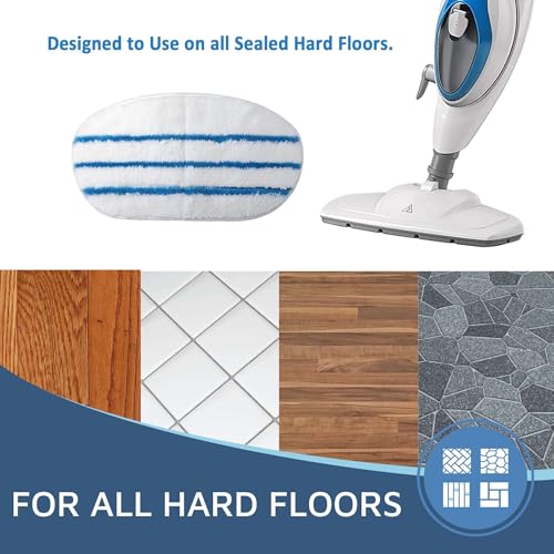 Flammi 12-Pack Replacement Pads for PurSteam ThermaPro 10-in-1 Steam Mop (NEW Velcro Tabs) - Microfiber