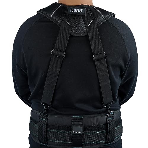 KUNN Tool Belt Suspenders Padded Carpenter Construction Electrician Work Suspender with Attachment Loops for Men,Black