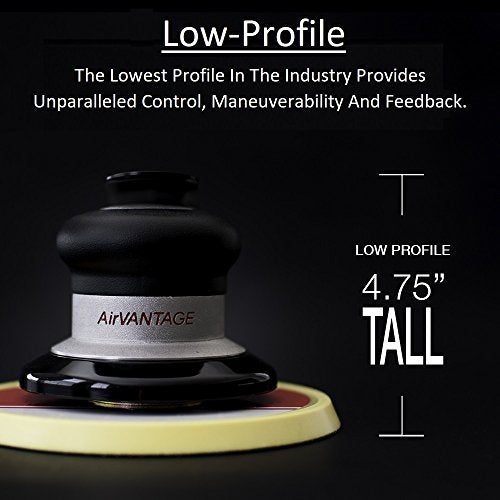AirVANTAGE 6-Inch Industrial Random Orbital Air Sander with Low-Profile Pad, 3/16 Hook & Loop, Non-Vacuum