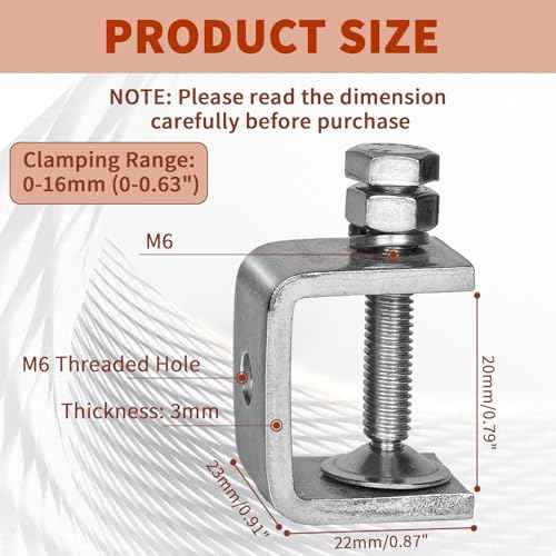 4 Pack Stainless Steel C Clamps 0.79" with Stable Wide Jaw Opening, Small C-Vise Clamps Heavy Duty U Clamp for Metalworking Woodworking Welding Mounting