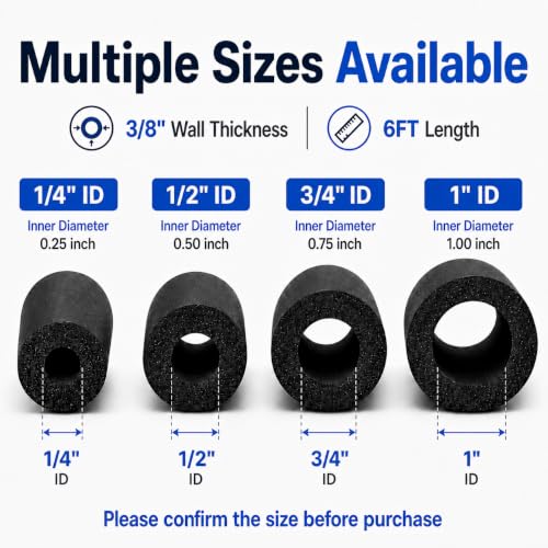 CARGEN 3/4" ID Foam Pipe Insulation for 3/4" OD HVAC AC Refrigerant Lines - 6ft Variation