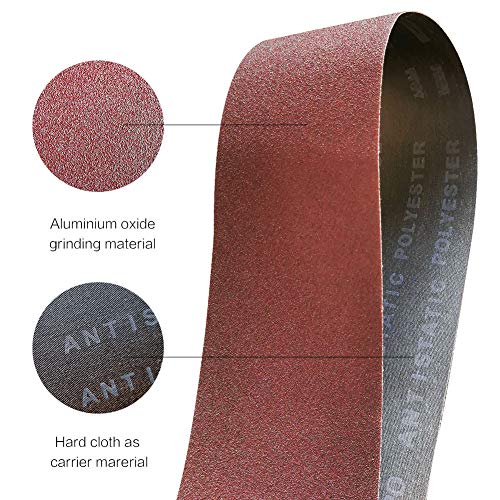 TPmax 3x21 Inch Sanding Belt Pack 12 Pcs for Wood Metal and Glass, 80-150 Grits