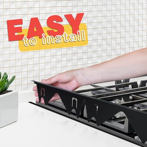 Black Stainless Steel Stove Gap Cover 2 Pack, Adjustable Retractable Range Guard