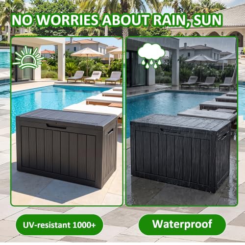 EasyUp 50 Gallon Black Waterproof Outdoor Deck Storage Box Lockable & Weather-Resistant