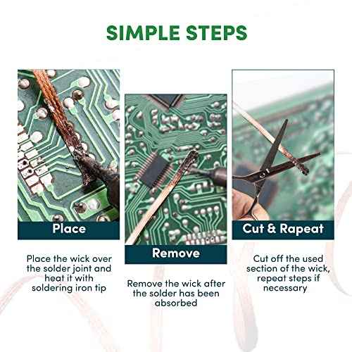 No Clean Solder Wick Braid 10ft Pure Copper Desoldering Wick Braid Remover Tool with Solder Flux Soldering Tools De Solder Sucker and Repair Electronic Components Width 0.1 inch - Pack of 1