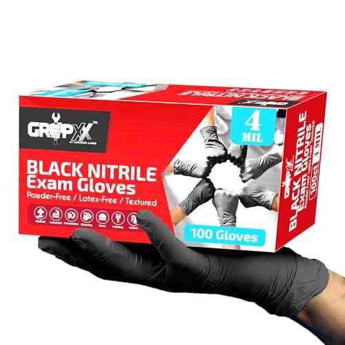 Black Nitrile Gloves Disposable Latex Free & Powder Free, 4 Mil Rubber Glove, Cleaning, Cooking, Mechanic(XS-XXL)