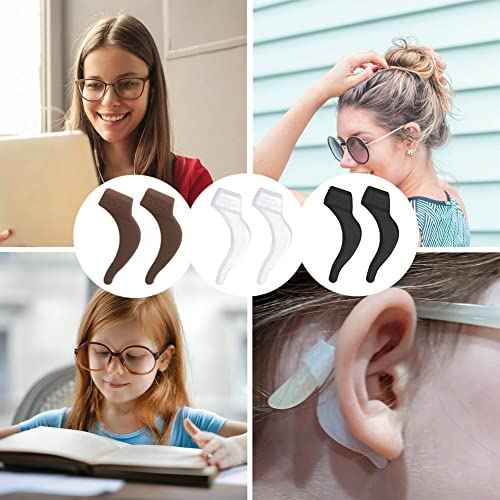 YINGFENG 15 Pairs1.8 Inch Anti-slip Eyeglass Ear Grips Hook, Comfortable Silicone Elastic Eyeglasses Temple Tips Sleeve Retainer for Sunglasses, Presbyopia Glasses, Spectacles Glasses, 3 Colors