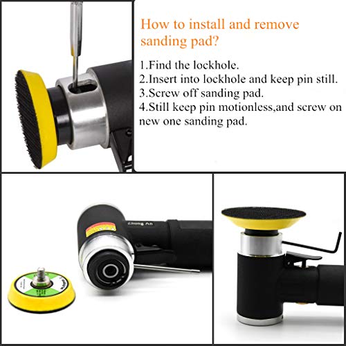 ZHONG AN 3-Inch Mini Air Orbital Sander Dual Action Polisher for Auto Body Black