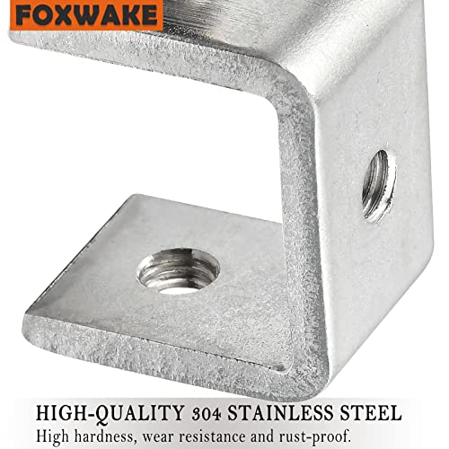 Mini C Clamps Stainless Steel 0.83 Inch for Working, Heavy Duty Small U Clamps for Metal Mounting, Universal Desk Clamp with Stable Wide Jaw Opening/I-Beam Design (4pcs)