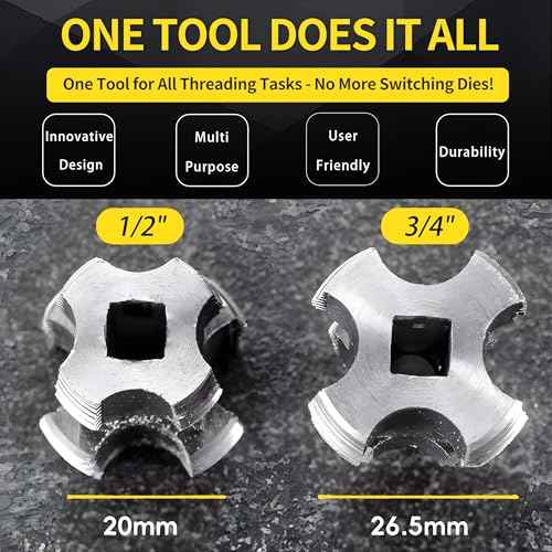 Electric Drill Compatible PVC Pipe Threader Kit with Various Die Sizes, PVC Thread Maker Tool for Electric Drill, 1/2" 3/4" Tool, Plastic Pipe Threader Kit, Rethreading Tool for Water Pipes (Internal)