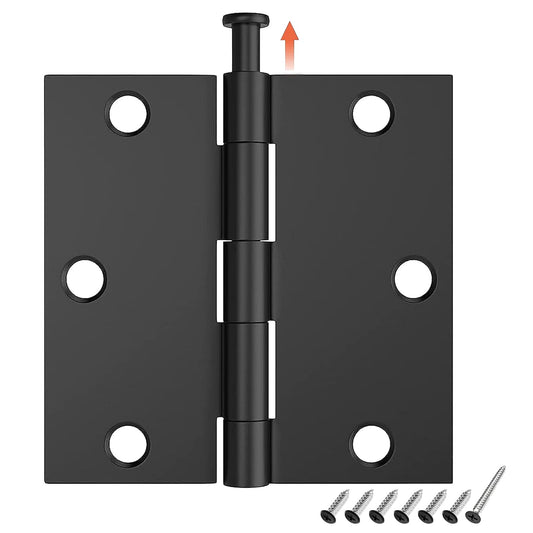 HOSOM 6 Pack Black Door Hinges 3.5 Inch with Square Corner, Matte Black Interior Door Hinge for Bedroom, Bathroom, Cabinet, and More