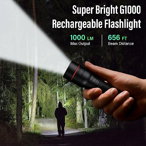 RECHOO Black Rechargeable Tactical Flashlight 2 Pack - Super Bright, 3 Modes, Zoomable LED for Camping & Emergencies