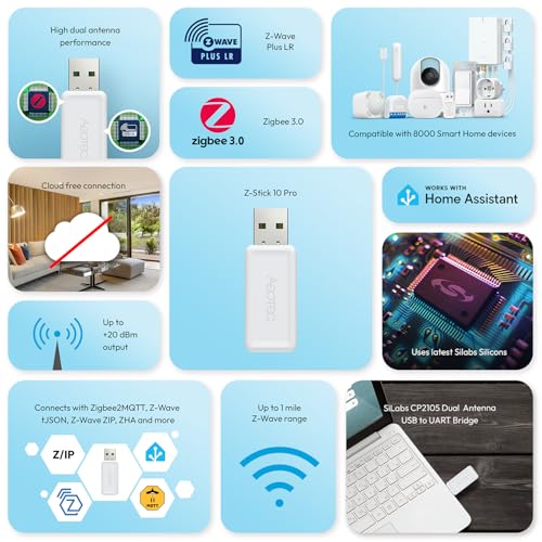 AEOTEC Z-Stick 10 Pro Zigbee 3.0 & Z-Wave Long Range USB Adapter - Home Automation