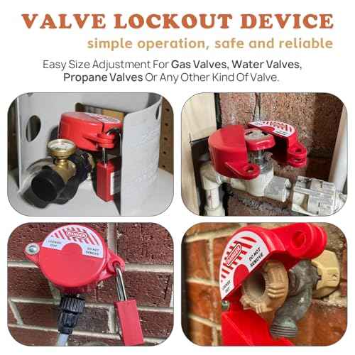 Gate Valve Lockout Device with Safety Padlock,Outdoor Faucet Knob Lock Kit for Outdoor Hose Bib,Propane Tank,Fit 1 to 2-1/2 in Dia Gate Valve Handle