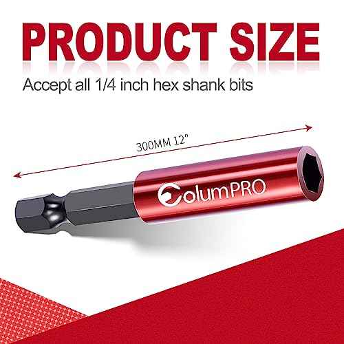 2PCS 12inch Strong Magnetic Drill Bit Extension Holder for Impact Driver,1/4" Hex Shank S2 Steel Magnetic Screwdriver Extension,Drill Bit Extender