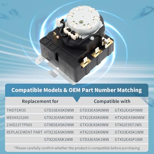 GE Dryer Timer TMD1EM35 WE04X25280 Replacement for GTD33EASK0WW GTX22EASK0WW