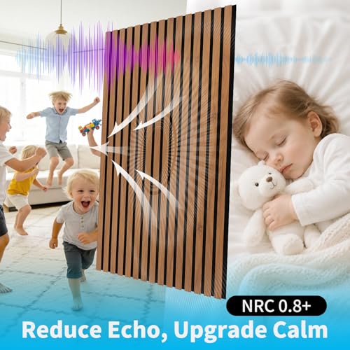 Art3d 47 x 23.6 Inch Chestnut Acoustic Wood Slat Wall Panel 4-Pack