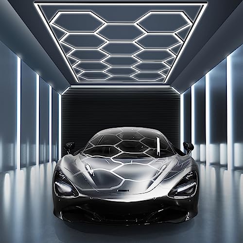 MODERN 14 HEX Hexagon Garage Light with Border 720W 86400 Lumens 6500K Bright LED Shop Light