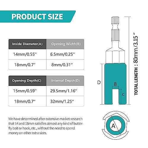2PCS Power Wing Nut Driver,1/4" Hex Shank Slot Wing Nut Drill Bit Socket Wrenches,for Panel Nuts Screws C-Shaped Hook Bolt or Other Special-shaped Bolts Nuts