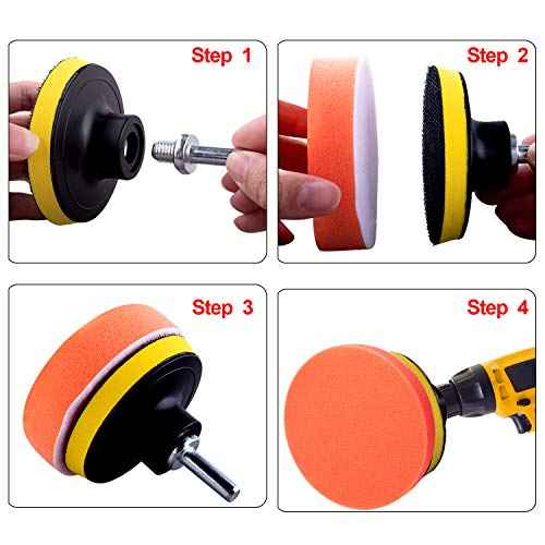 SIQUK 9 Pieces 3 Inch Buffing Pads Kit Foam Buffer Polisher Pads 3 Inch Hook and Loop Polishing Pads Buffer Attachment for Drill