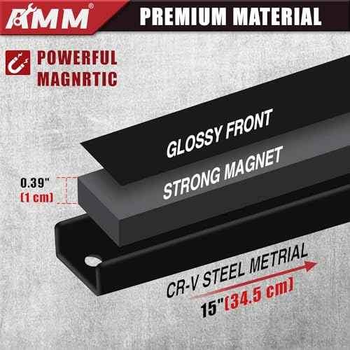 AMM 8PCS Magnetic Tool Holder Strip, 12" Heavy Duty Tool Organizer Magnetic Strip with Mounting Screws, Tool Magnet Bar for Tool Storage, Garage Organization