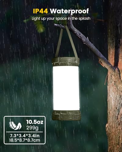 Glocusent Green Rechargeable Camping Lantern with 5000mAh Battery, 135 LEDs, 3 Color Modes, 200H Runtime