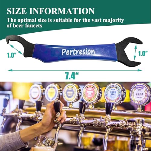 Pertresion 2-Pack Heavy Duty 304 Stainless Steel Beer Faucet Wrench - Dual Head Spanner & Hex Nut for Keg Coupler | Black