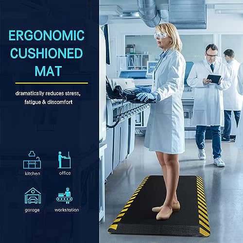 FEATOL 0.9 Inch Yellow Border Anti-Fatigue Standing Mat 39"L x 20"W