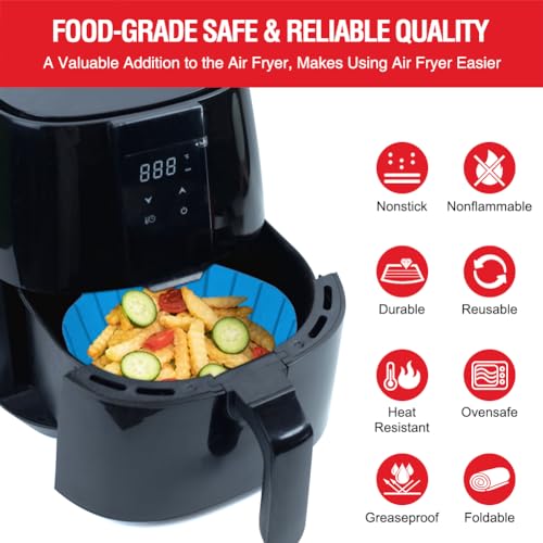 Xabzhzn 2 Pack Air Fryer Silicone Liners for 2-3 Qt Small Fryers, Blue & Black