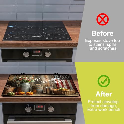 Stove Top Covers for Electric Stove 28x20 in | YKNBYAH Simply Blessed Rustic Items