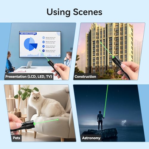 Rechargeable Green Laser Pointer with Long Range & Starlight Pattern for Presentations & Outdoors