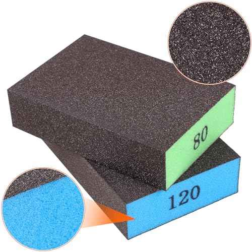 Romeda 8-Pack Sanding Sponge, Four Grits Per Pack 60/80/120/220, Washable and Reusable Handmade Sandpaper Block, Drywall Sandpaper Blocks for Wooden Drywall Sheetrock and Metal Glazing