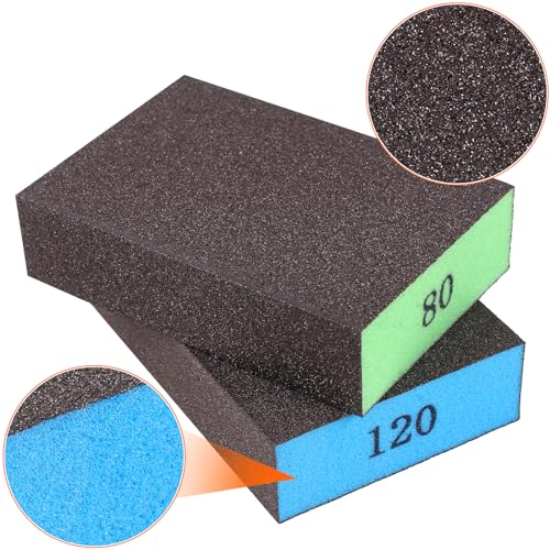 Romeda 8-Pack Sanding Sponges with 4 Grits - Washable & Reusable Drywall & Wood Blocks (60/80/120/220 Grits)