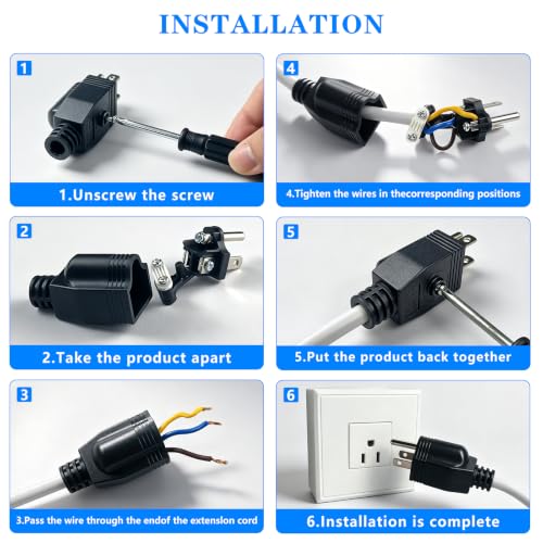 XGJUCE Black 4 Pack 3 Prong Power Plugs 125V 15A Replacement