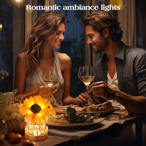 Sunflowers Flower Lamp - Cordless Touch Table Lamp with 3 Light Modes for Gifts & Decor