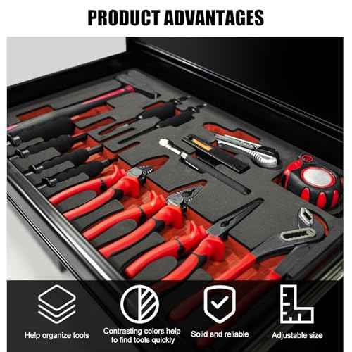 5 pcs Tool Box Foam 17.3x12x1 inch Tool Inserts for Cases Foam Sheets Box Organizer for Toolbox Cabinet Chest Drawer Storage Craft