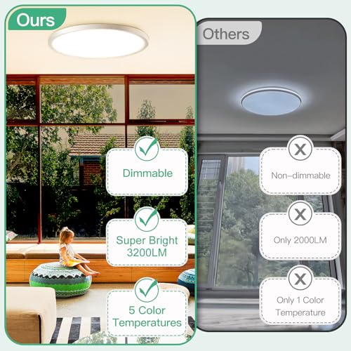Brightever 12 Inch LED Flush Mount Ceiling Light Dimmable 5CCT 4-Pack