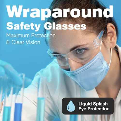 Raxwell Clear Safety Glasses, ANSI Z87.1, Wraparound, Anti-Scratch, Impact-Resistant, Eye Protection for Work & DIY