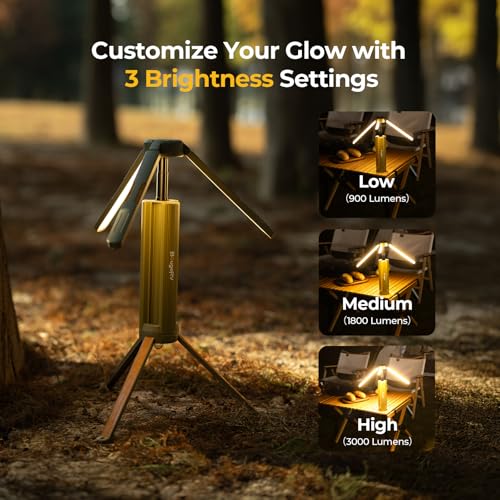 BougeRV Telescopic Camping Lantern 15600mAh Rechargeable Tent Light with Adjustable Brightness & Modes