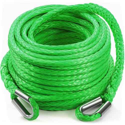 DAYDOOR Winch Rope Extension, 3/8'' x 92ft Synthetic Winch Extension Rope, 26,500 Lbs Winch Extension Line for Off Road Vehicle ATV UTV SUV Jeep(Green)