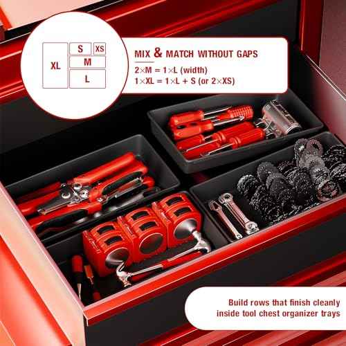 ¡¼48PCS & 5 Sizes¡½ Tool Box Organizer Tray, Toolbox Drawer Organizer with Non-Slip Pads, Desk Drawer Divider Set, Fits Rolling Tool Chest Cabinet for Garage & Workbench