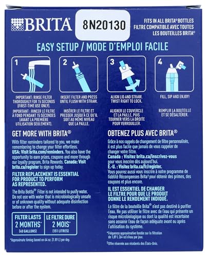 BRITA 3-Pack Water Bottle Replacement Filters – BPA-Free, Lasts 2 Months, Fits All Brita Bottles