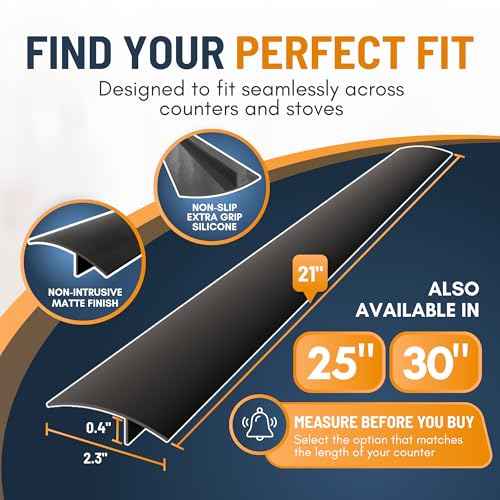 Linda¡¯s Essentials Silicone Stove Gap Covers (2 Pack), Heat Resistant Oven Gap Filler Seals Gaps Between Stovetop and Counter, Easy to Clean Stove Gap Guard (21 Inches, Black)