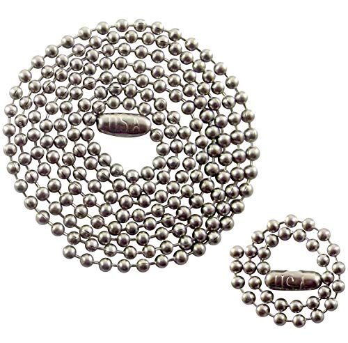 Stainless Steel Military Dog Tag Chain Set 27in & 4.5in Ball Chains US Made
