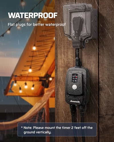 Outdoor Timer with Photocell & Remote Control, 100FT RF Range, Waterproof