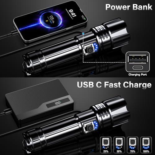AKNEAR Rechargeable LED Flashlight 2 Pack High Lumens Super Bright Black