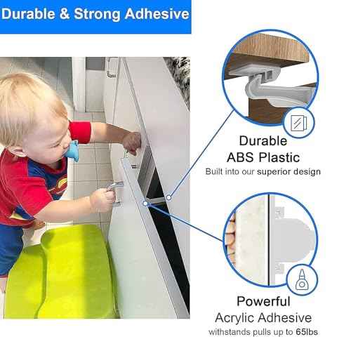 6 Pack Upgraded Invisible Baby Proofing Cabinet Latch Locks ? No Drilling or Tools Needed, Fits Most Cabinets & Drawers, Works with Countertop Overhangs, Strong Adhesive for Easy & Secure Installation